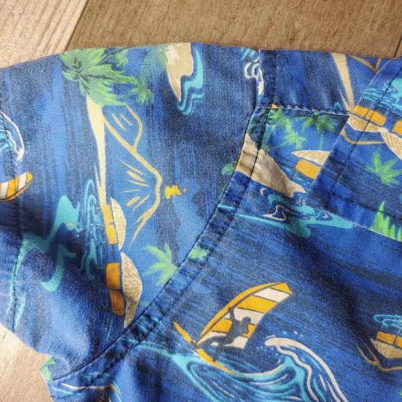 Faded Glory Boys Button Down Hawaiian Shirt Blue Tropical Size 18m NWOT - Picture 4 of 11